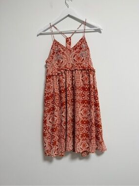 NWOT Beaded Red Paisley Print Spaghetti Strap Sundress
